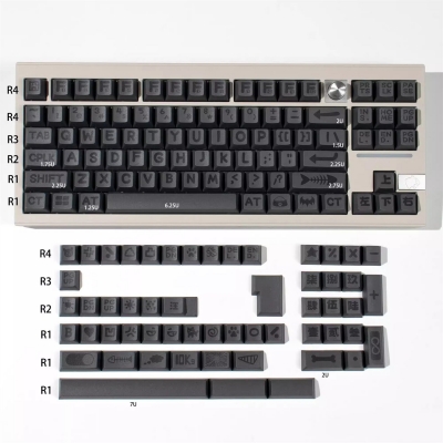 Grey Animals Party 104+38 PBT Dye-subbed Keycaps Set for Cherry MX Mechanical Gaming Keyboard